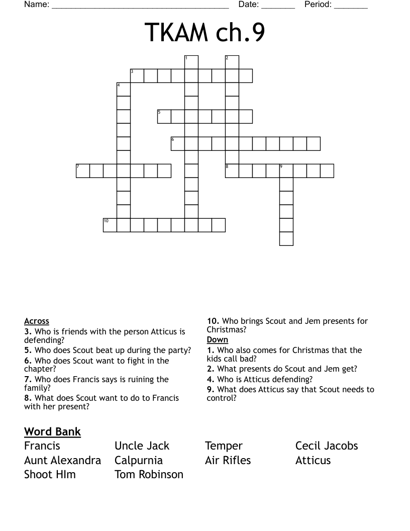 TKAM ch.9 Crossword