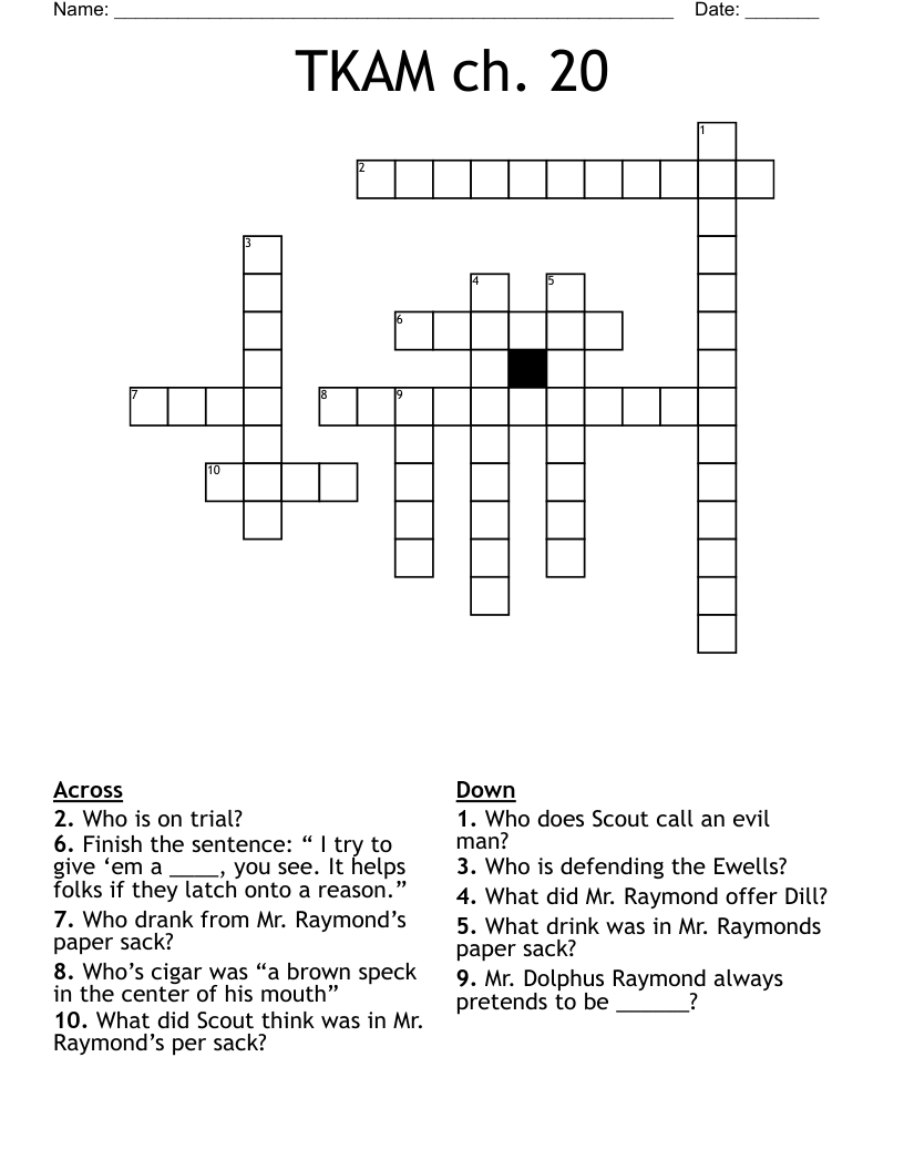 TKAM ch. 20 Crossword