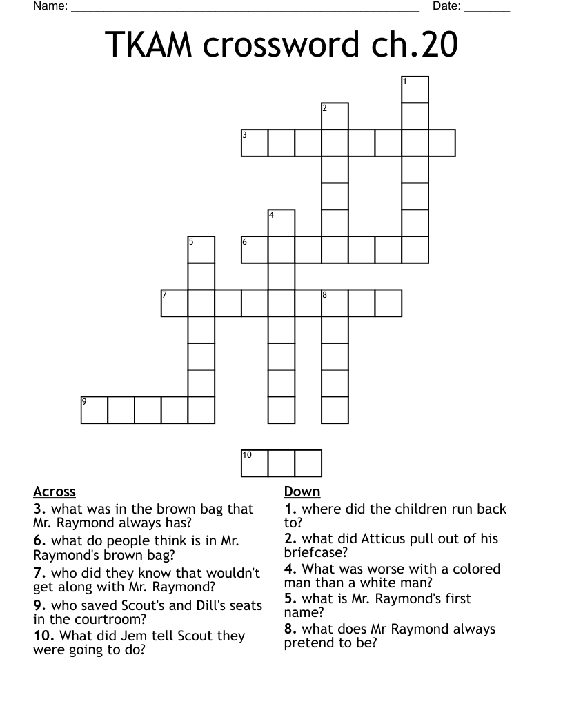 TKAM crossword ch.20