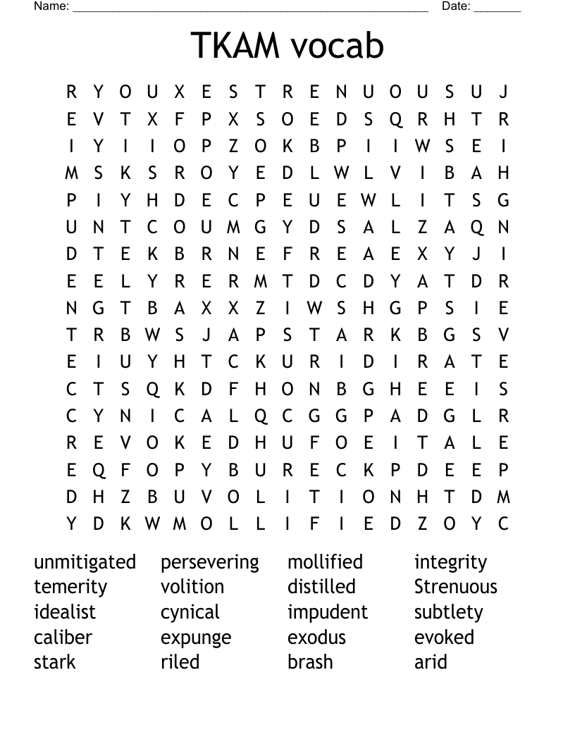 TKAM vocab Word Search