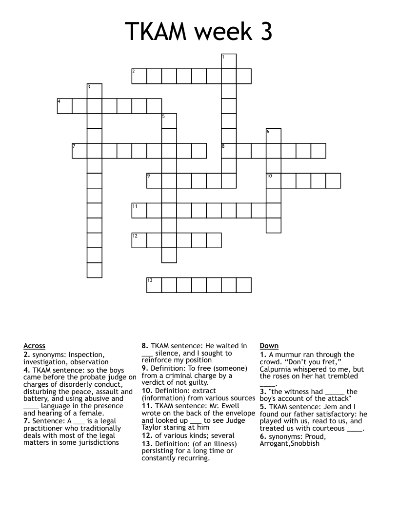 TKAM week 3 Crossword