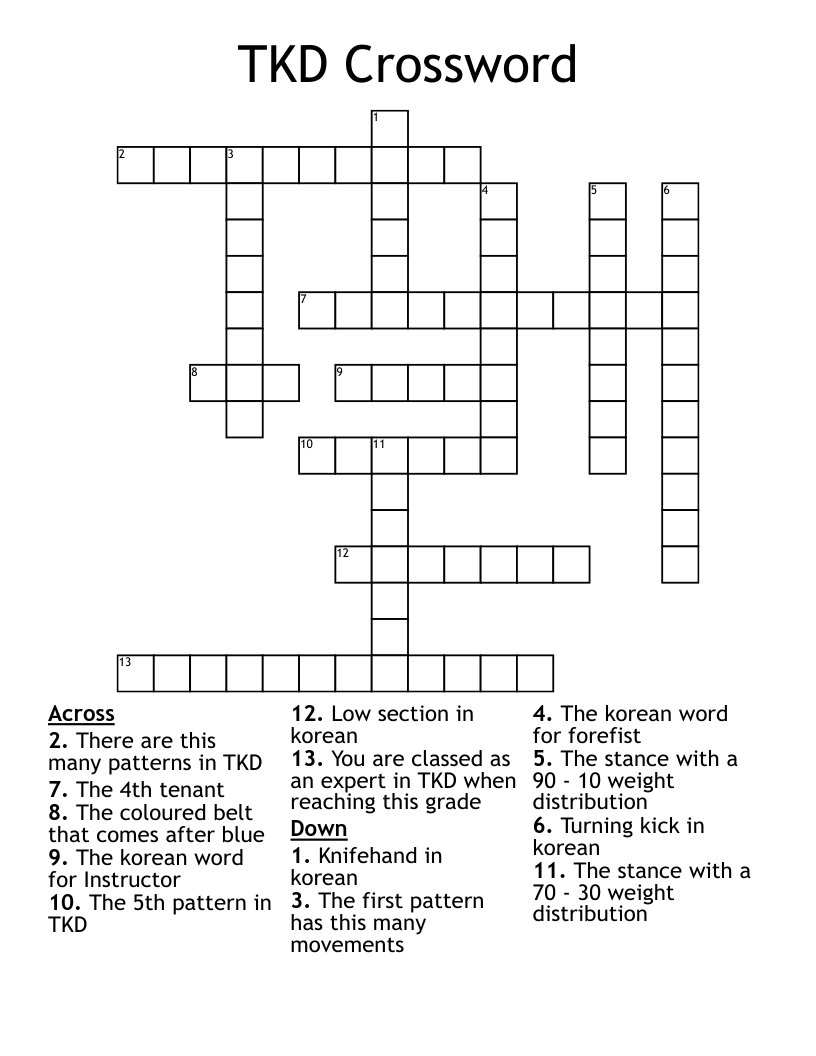 TKD Crossword