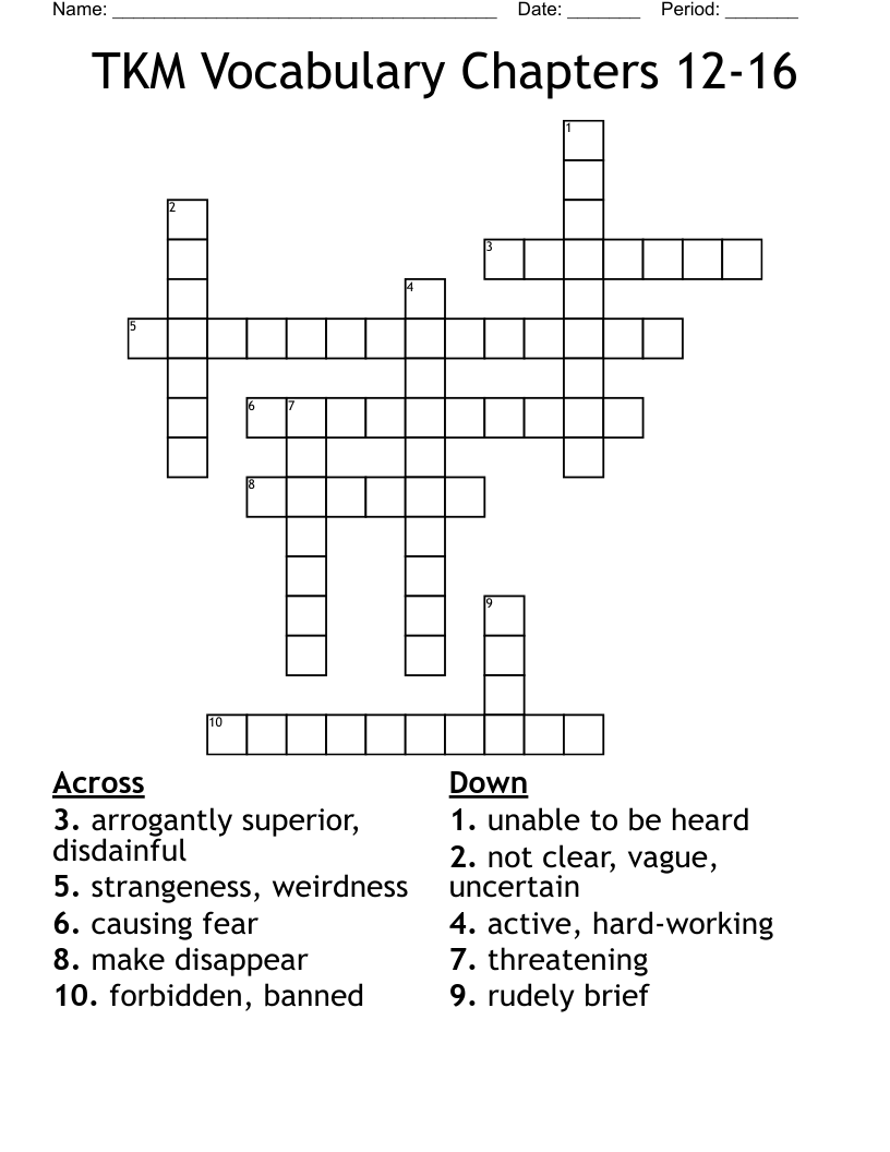 TKM Vocabulary Chapters 12-16 Crossword