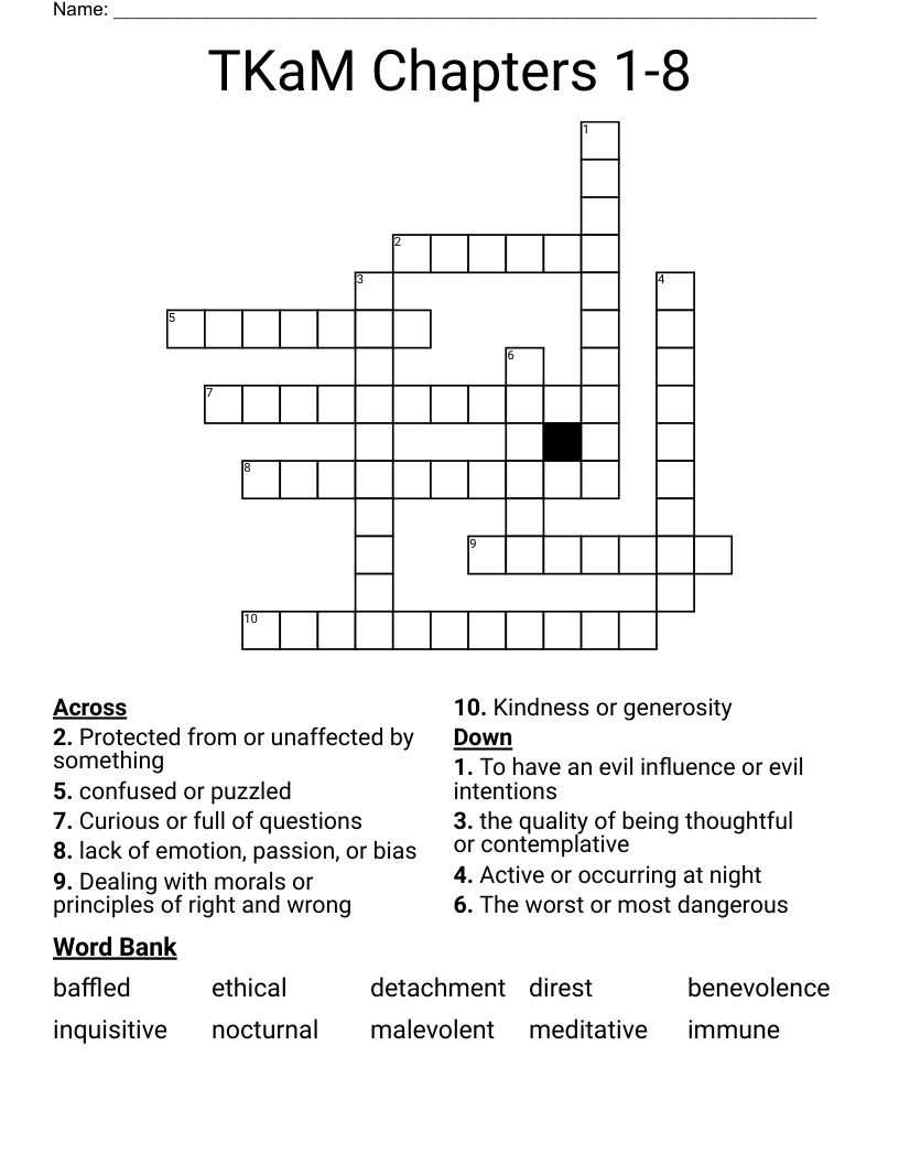 TKaM Chapters 1-8 Crossword