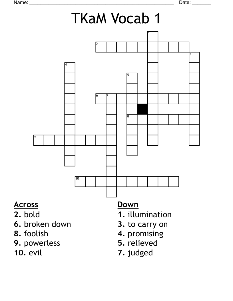 TKaM Vocab 1 Crossword