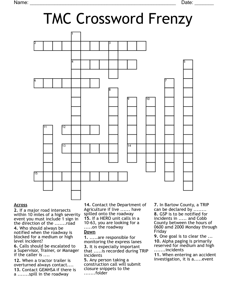 TMC Crossword Frenzy