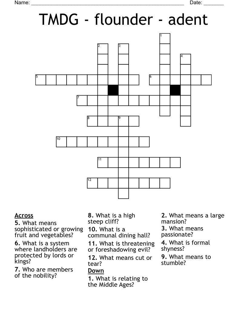 TMDG - flounder - adent Crossword