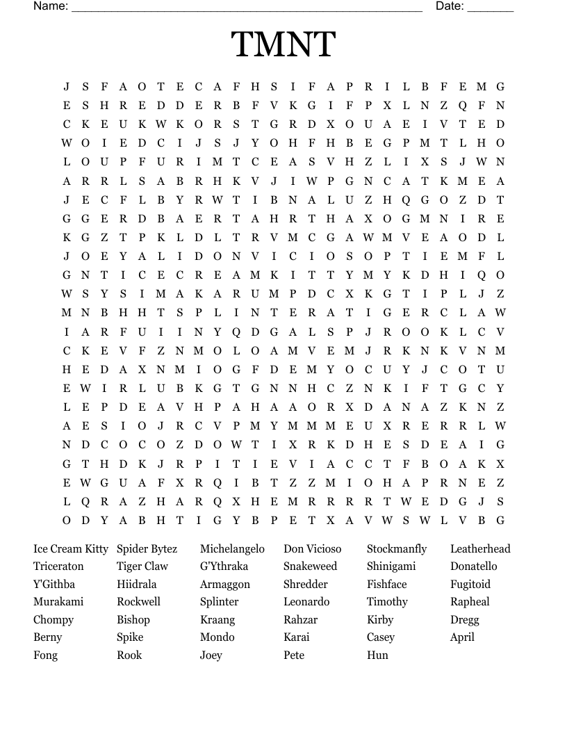 TMNT Word Search