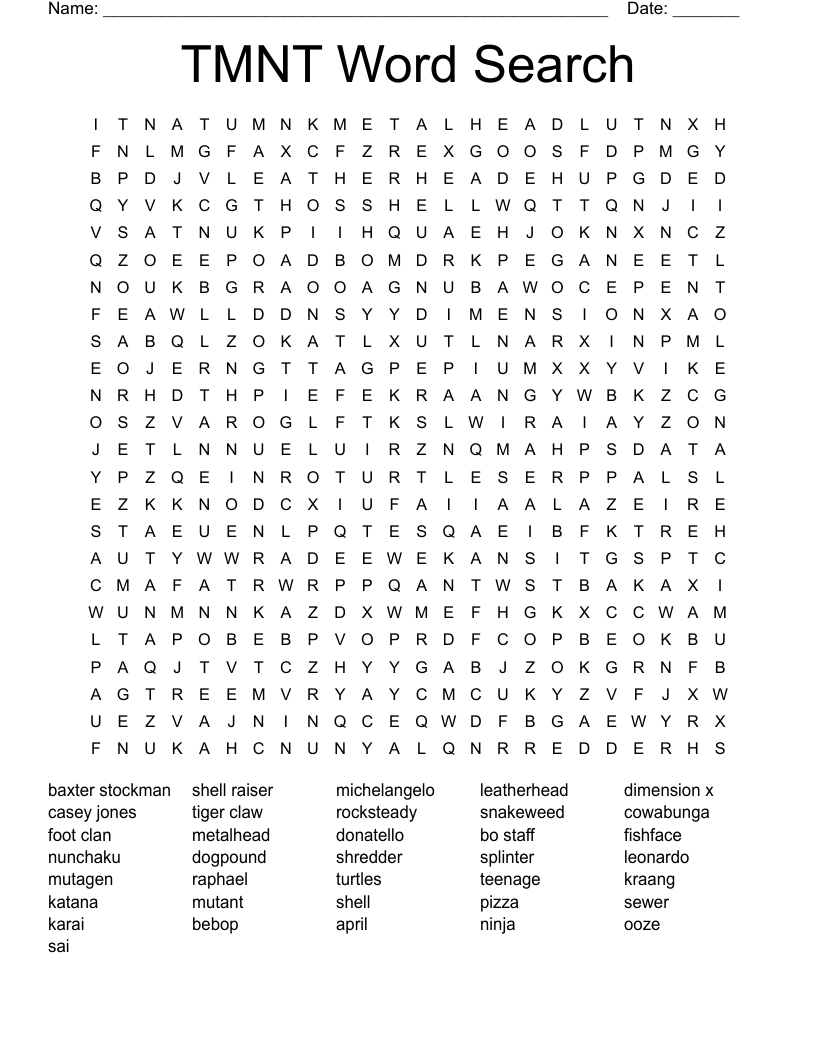 TMNT Word Search