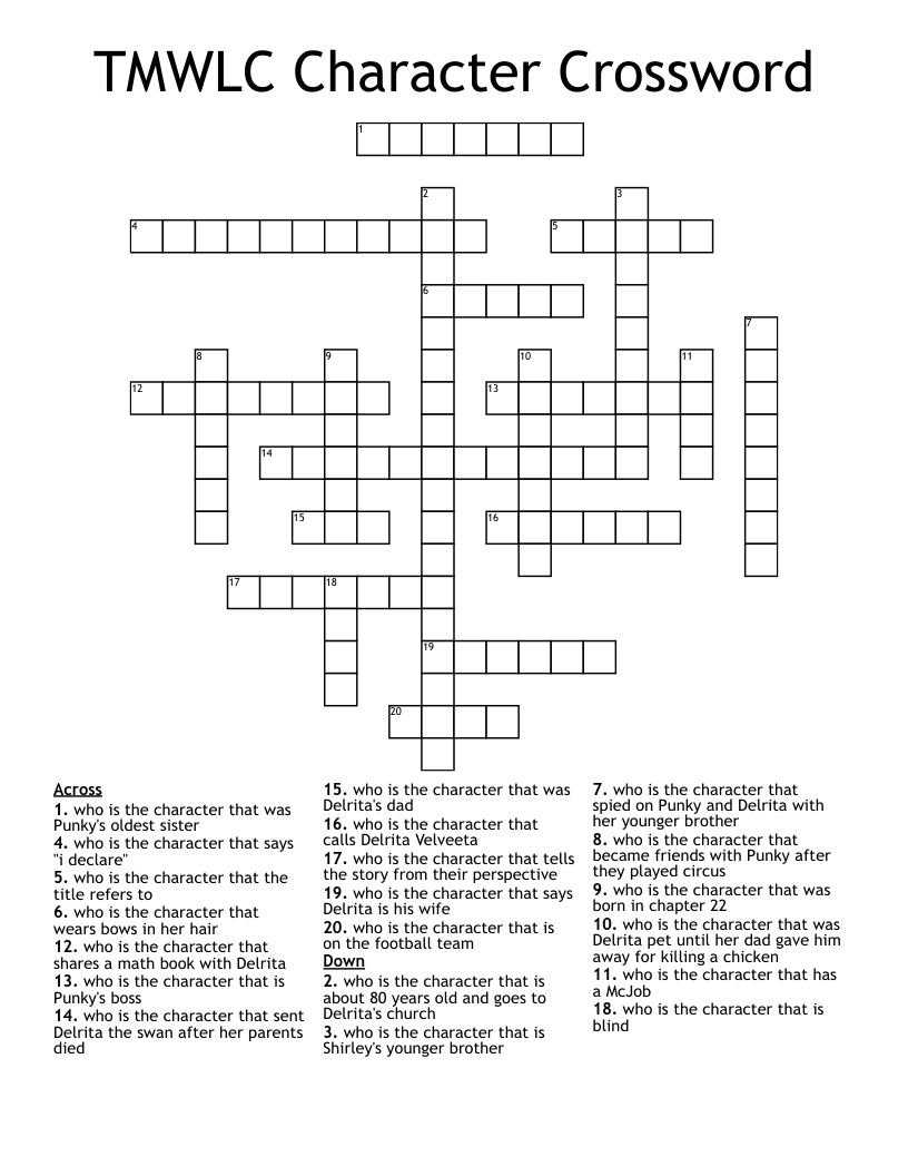 TMWLC Character Crossword