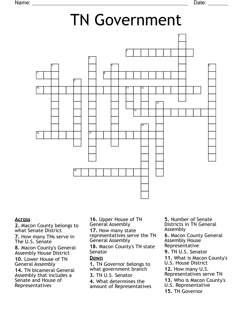 TN Government Crossword