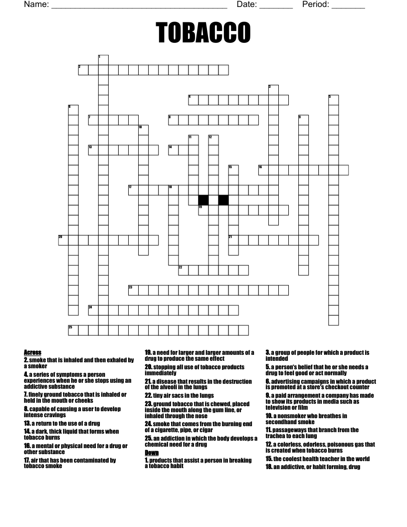 TOBACCO Crossword
