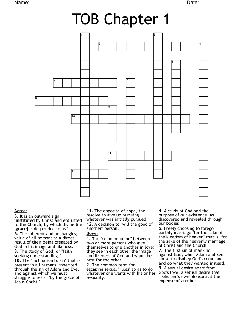 TOB Chapter 1 Crossword