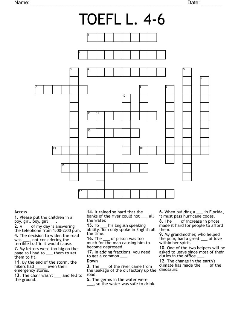 TOEFL L. 4-6 Crossword