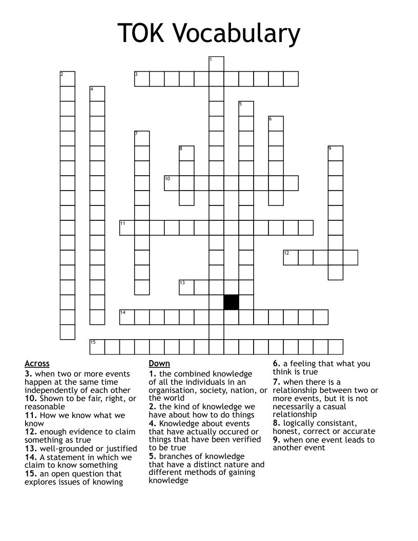 TOK Vocabulary Crossword