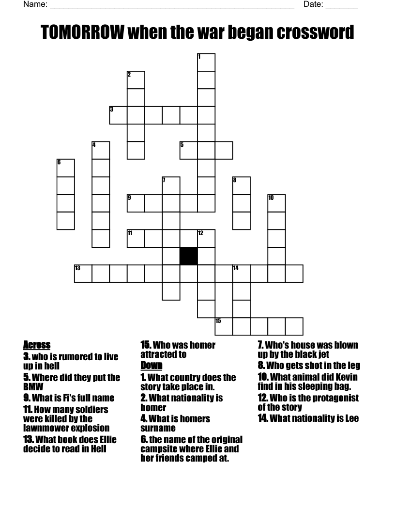 TOMORROW when the war began crossword