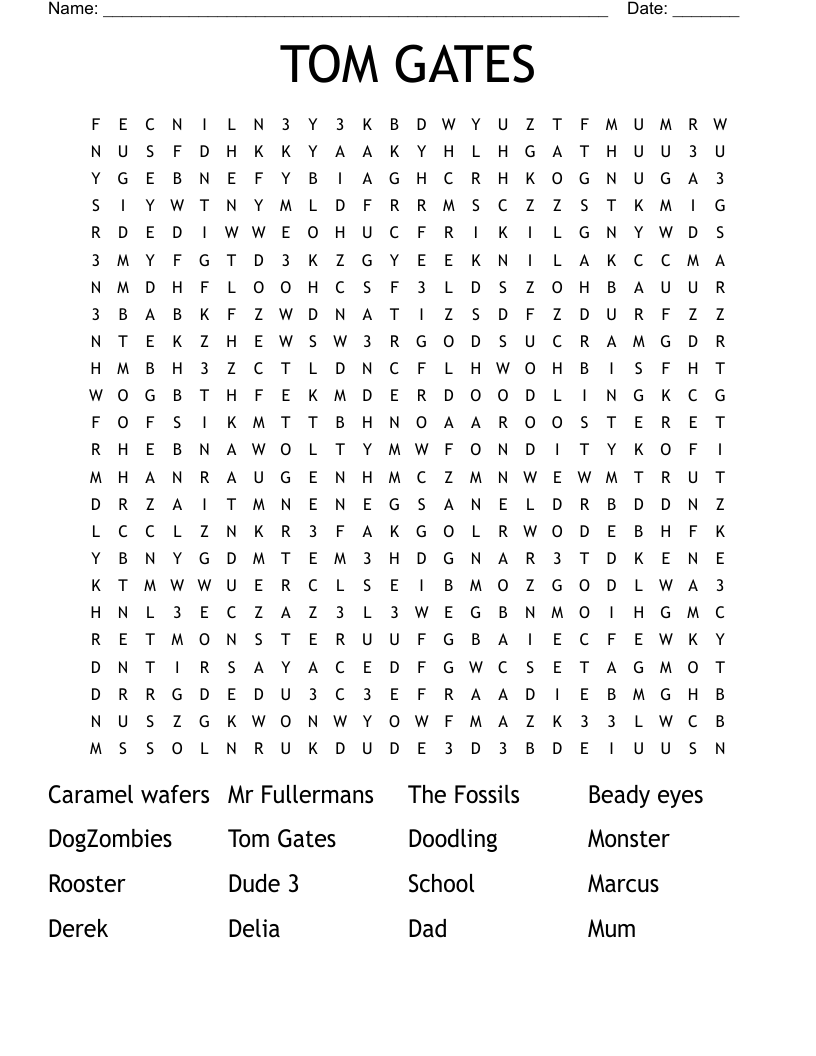 TOM GATES Word Search