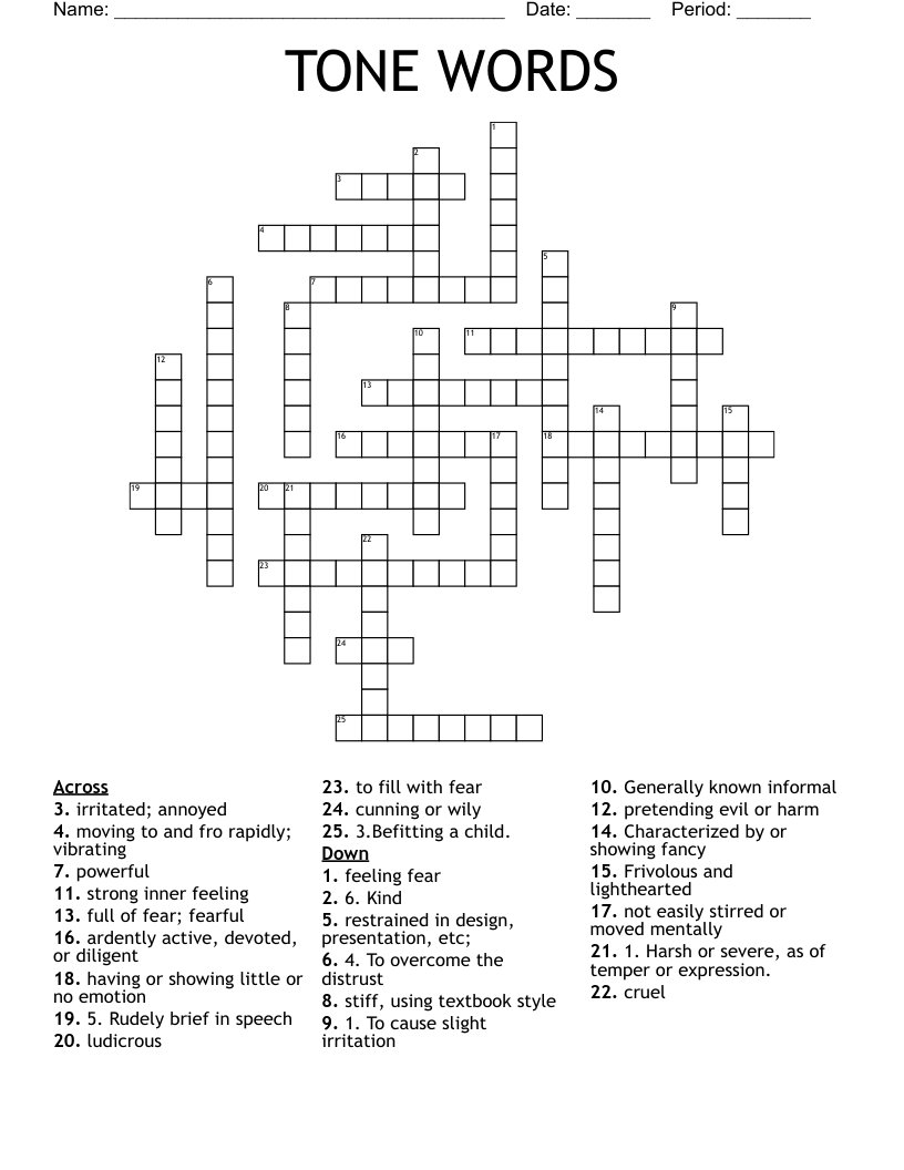 TONE WORDS  Crossword