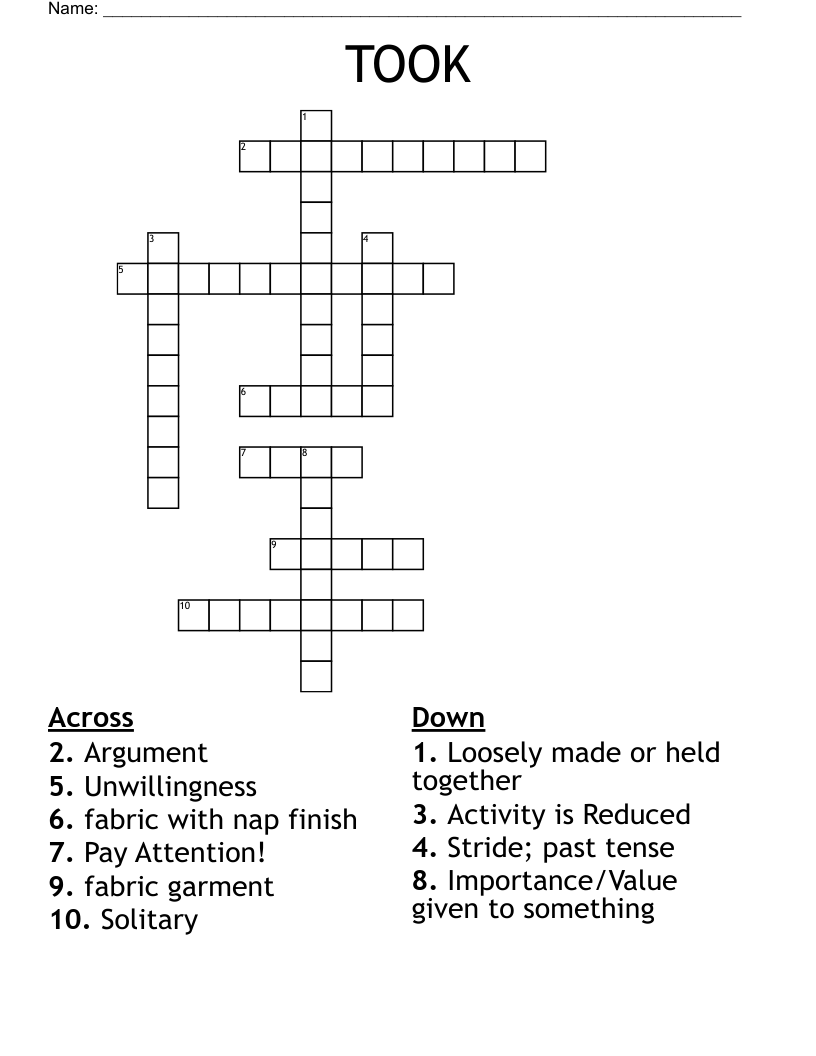 TOOK Crossword