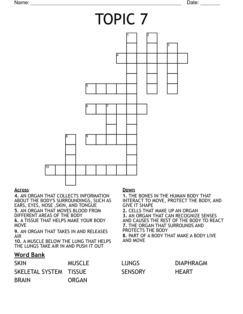 TOPIC 7 Crossword