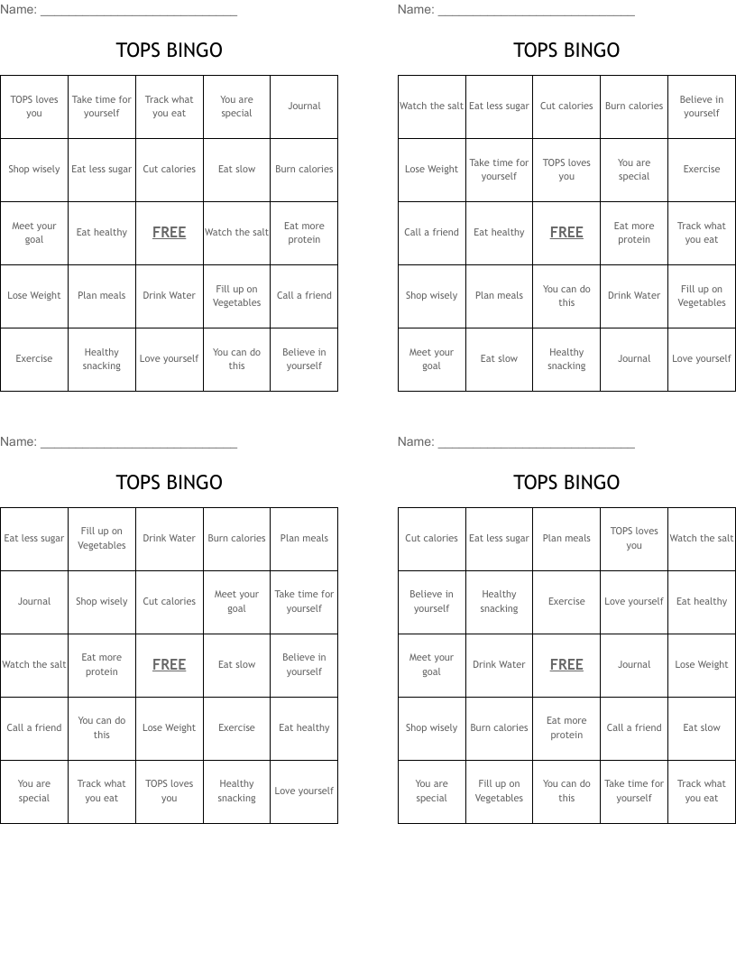 TOPS BINGO