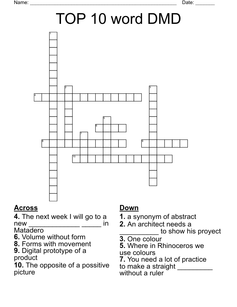 TOP 10 word DMD Crossword
