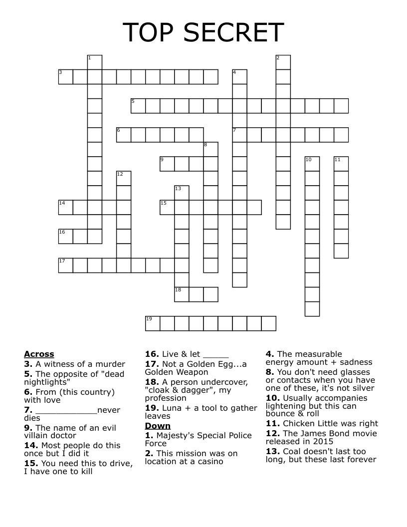 TOP SECRET Crossword
