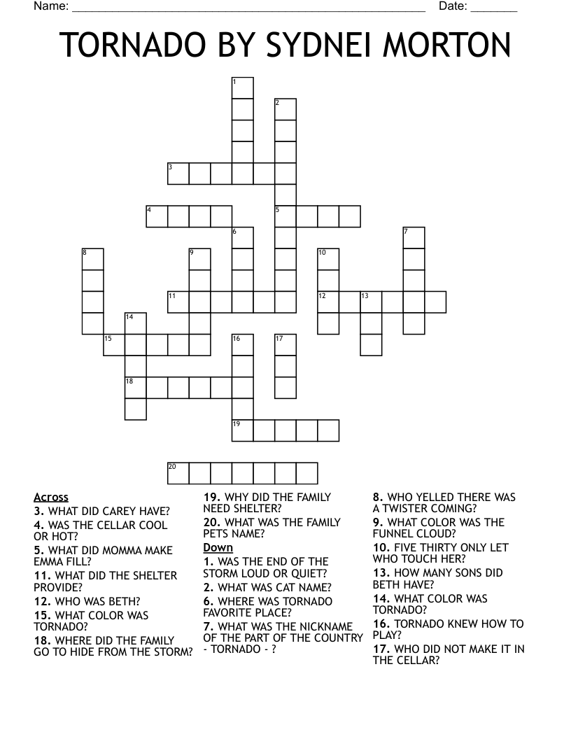 TORNADO BY SYDNEI MORTON Crossword