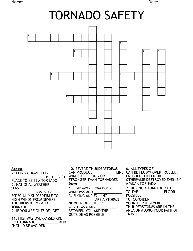 TORNADO SAFETY Crossword