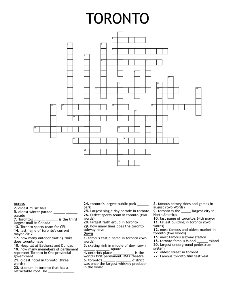 TORONTO Crossword