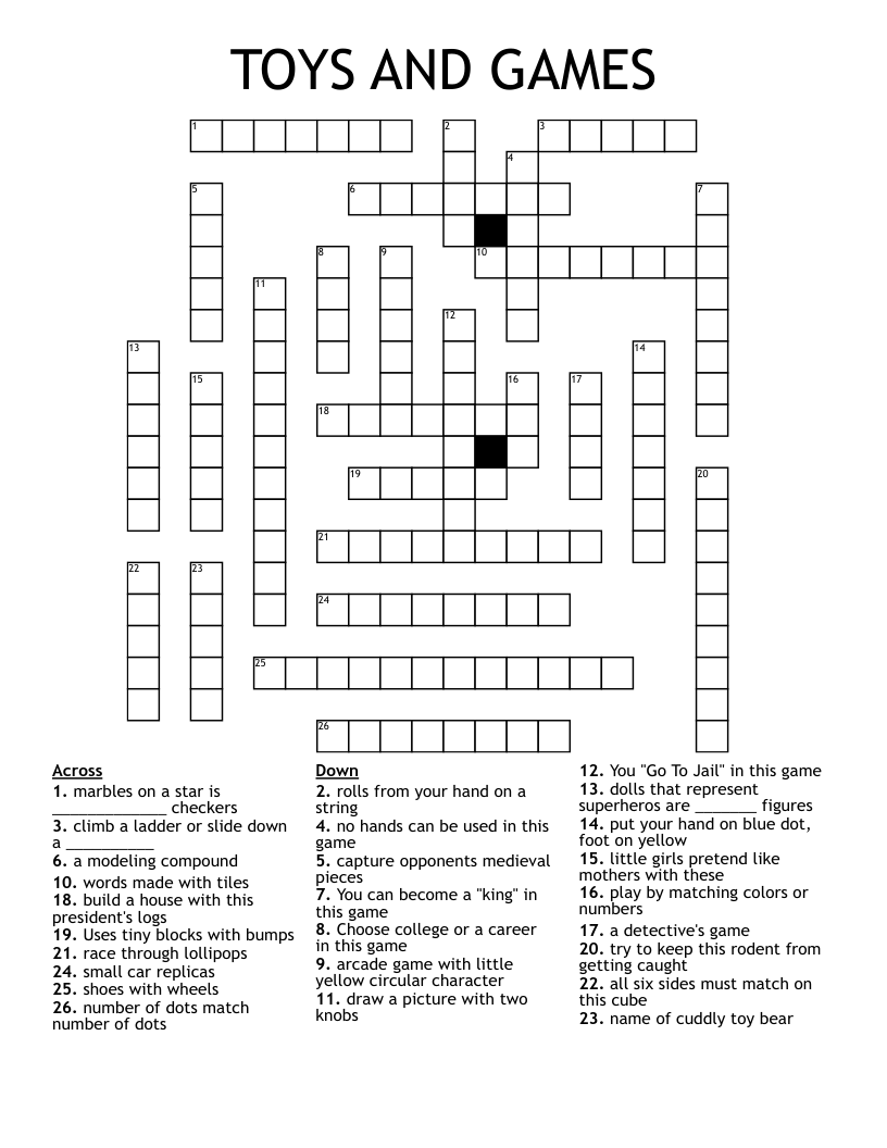 TOYS AND GAMES Crossword