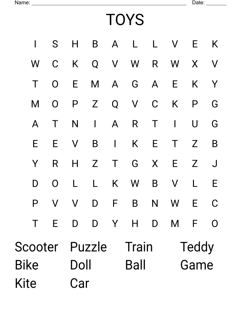 TOYS  Word Search