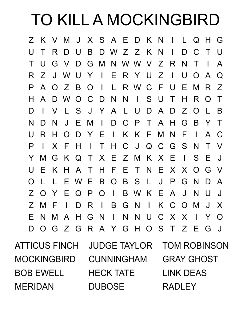 TO KILL A MOCKINGBIRD Word Search