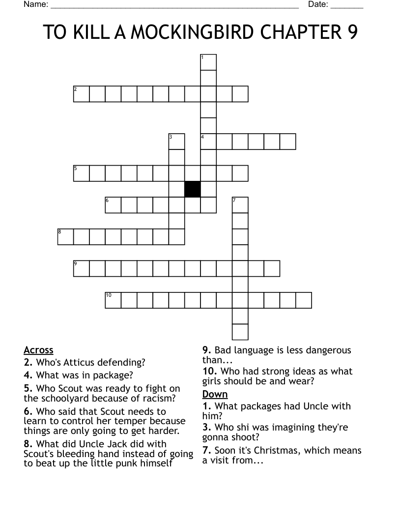 TO KILL A MOCKINGBIRD CHAPTER 9 Crossword