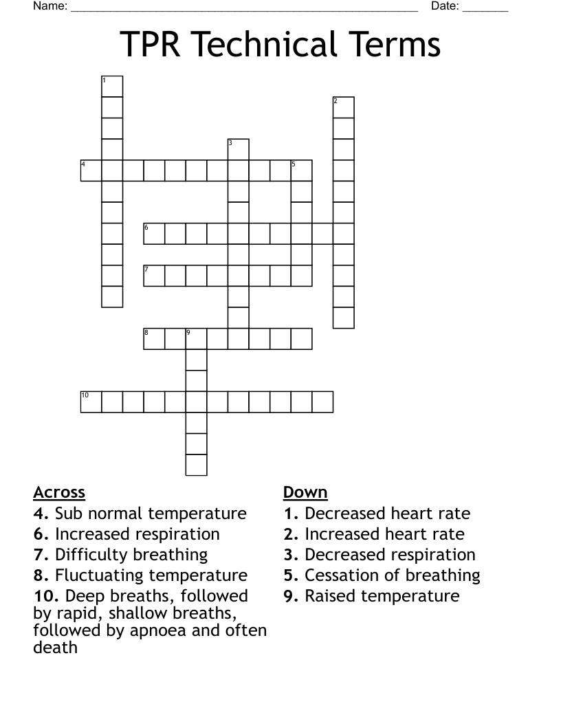 TPR Technical Terms Crossword
