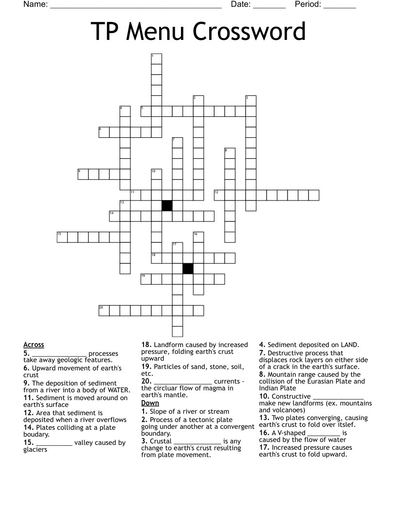 TP Menu Crossword