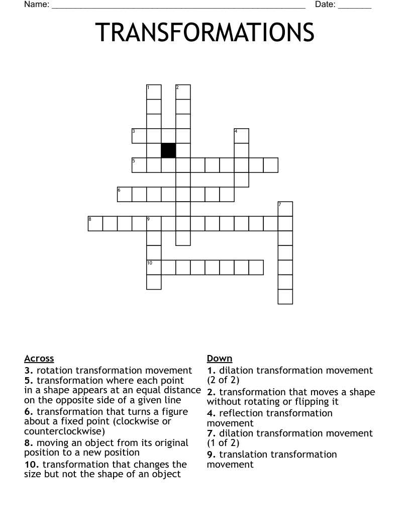 TRANSFORMATIONS Crossword