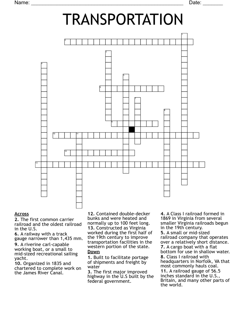 TRANSPORTATION Crossword