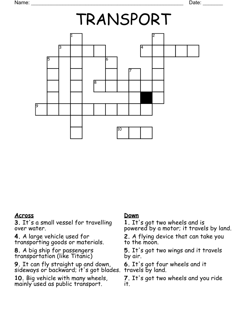TRANSPORT Crossword