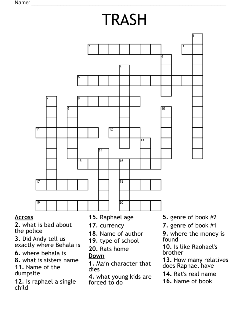 TRASH Crossword