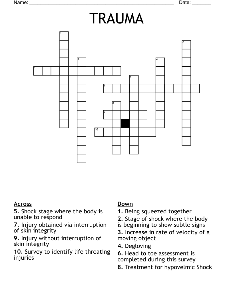 TRAUMA Crossword