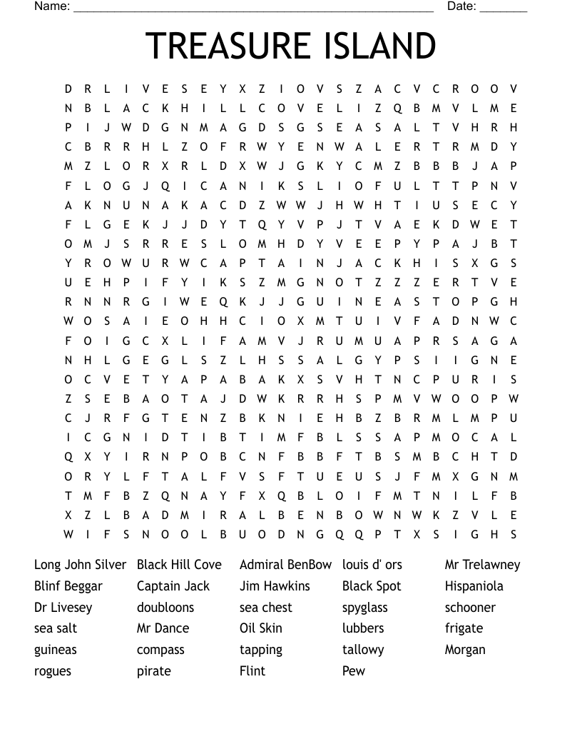 TREASURE ISLAND Word Search