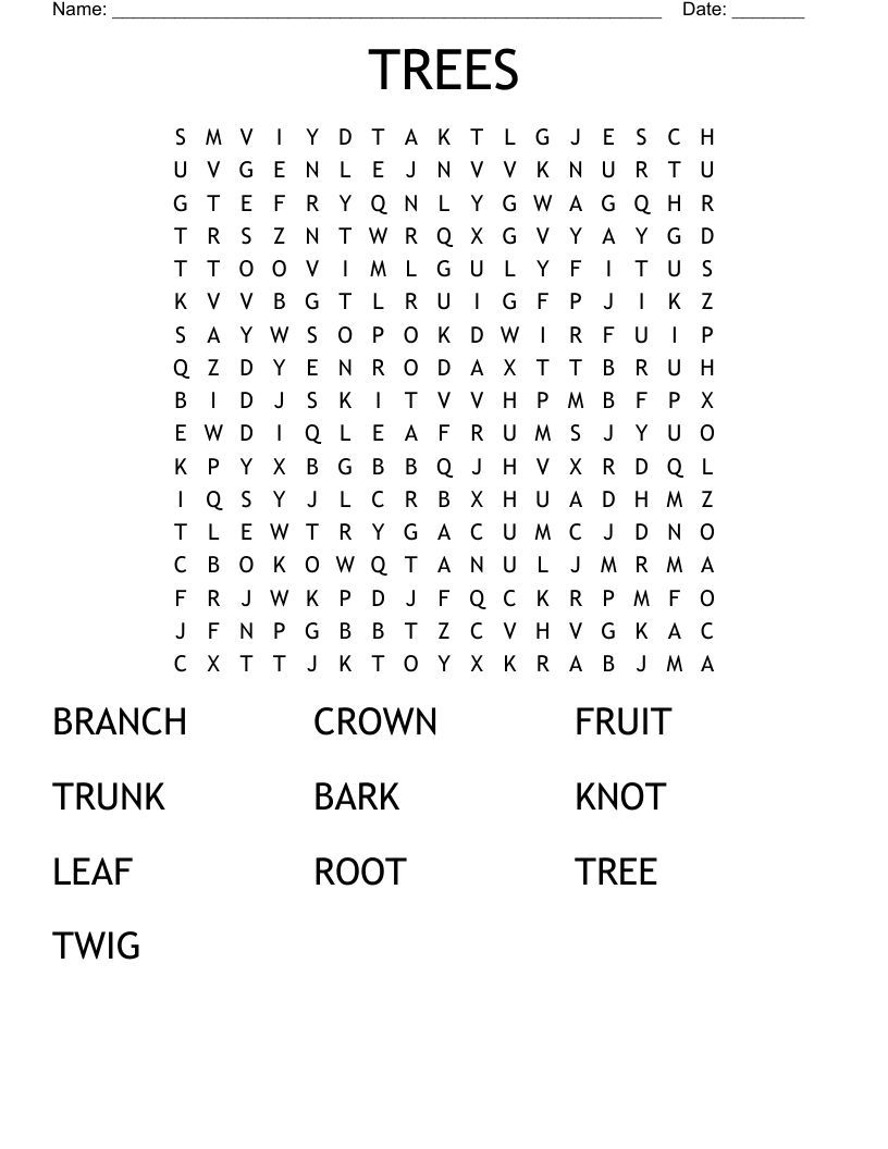 TREES Word Search