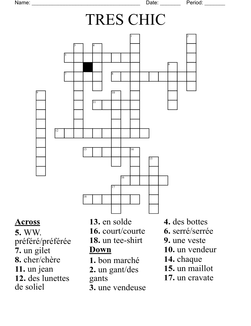 TRES CHIC Crossword