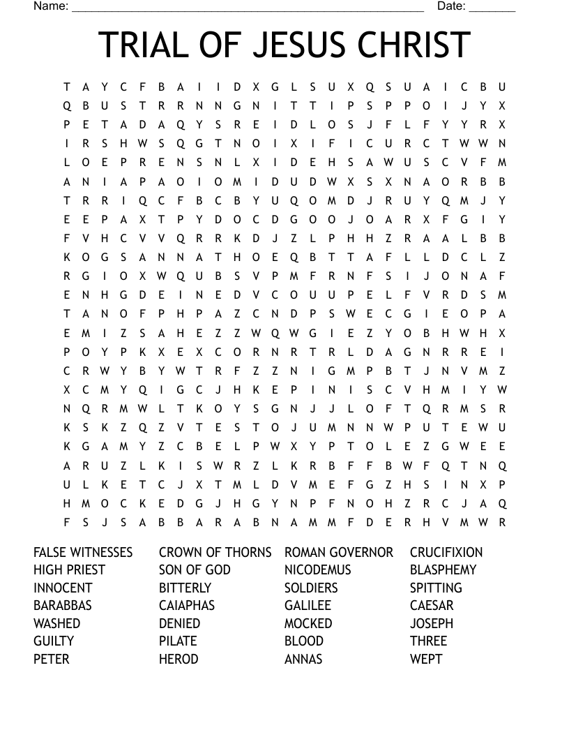 TRIAL OF JESUS CHRIST Word Search