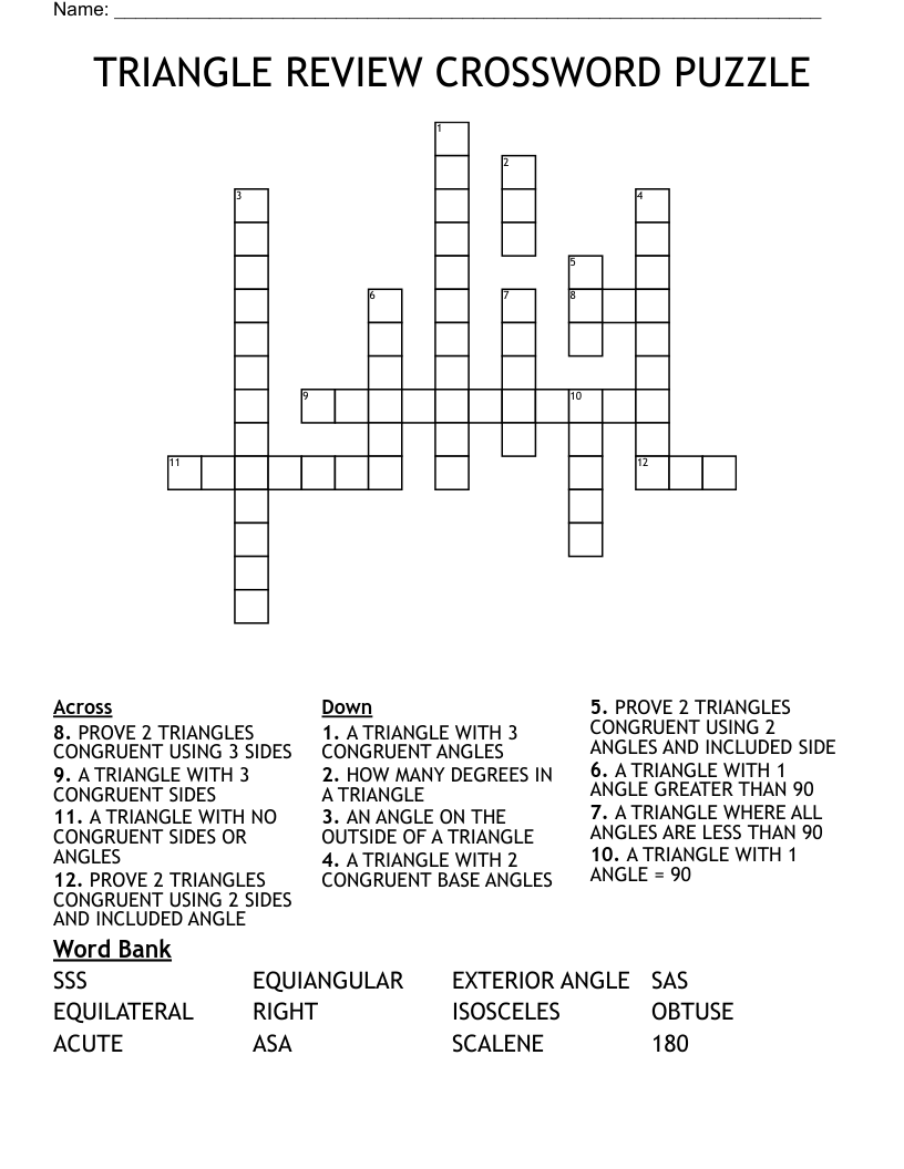 TRIANGLE REVIEW CROSSWORD PUZZLE