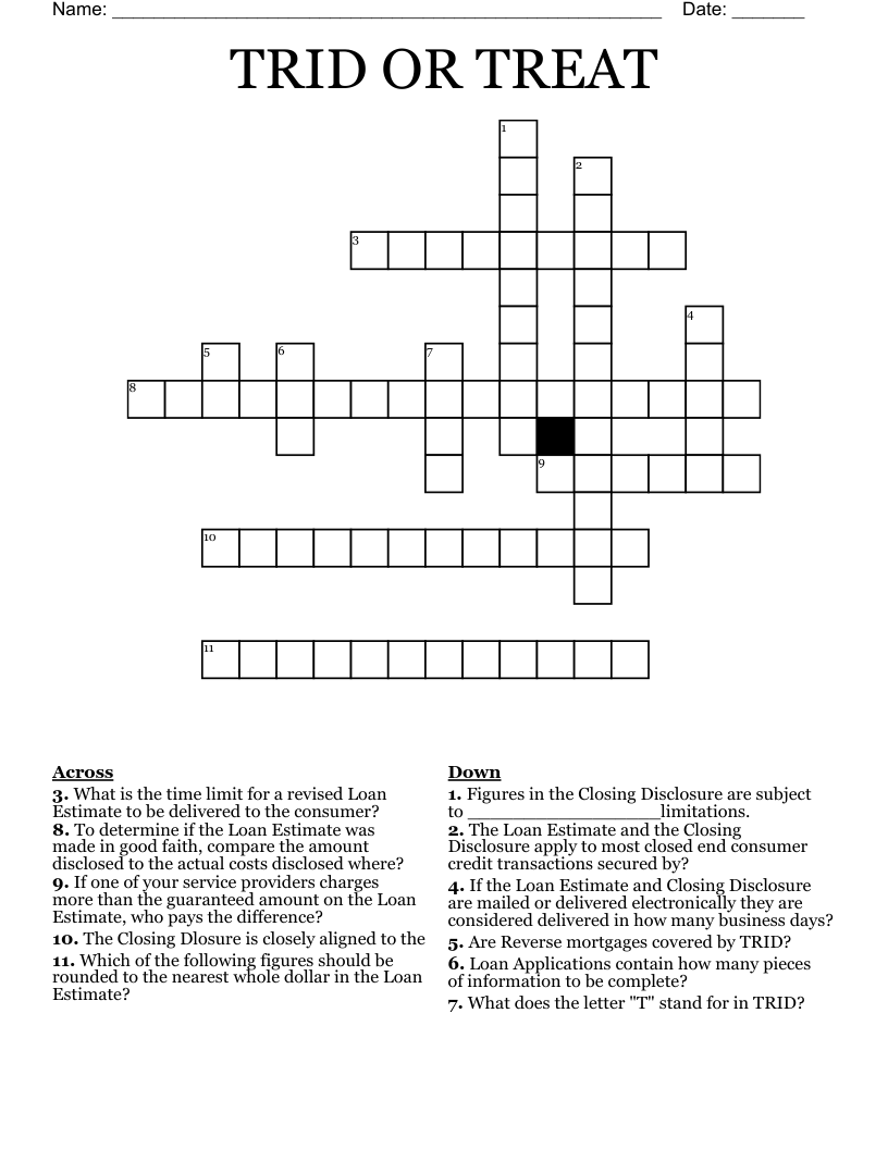 TRID OR TREAT Crossword