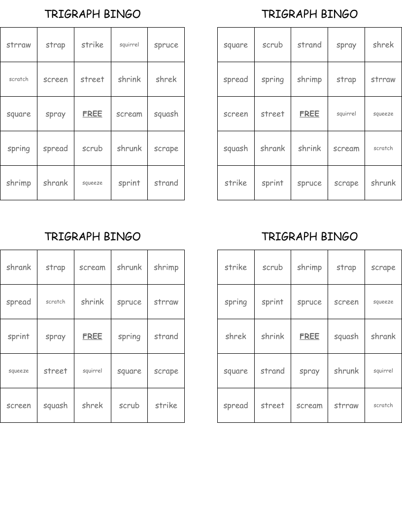 TRIGRAPH BINGO