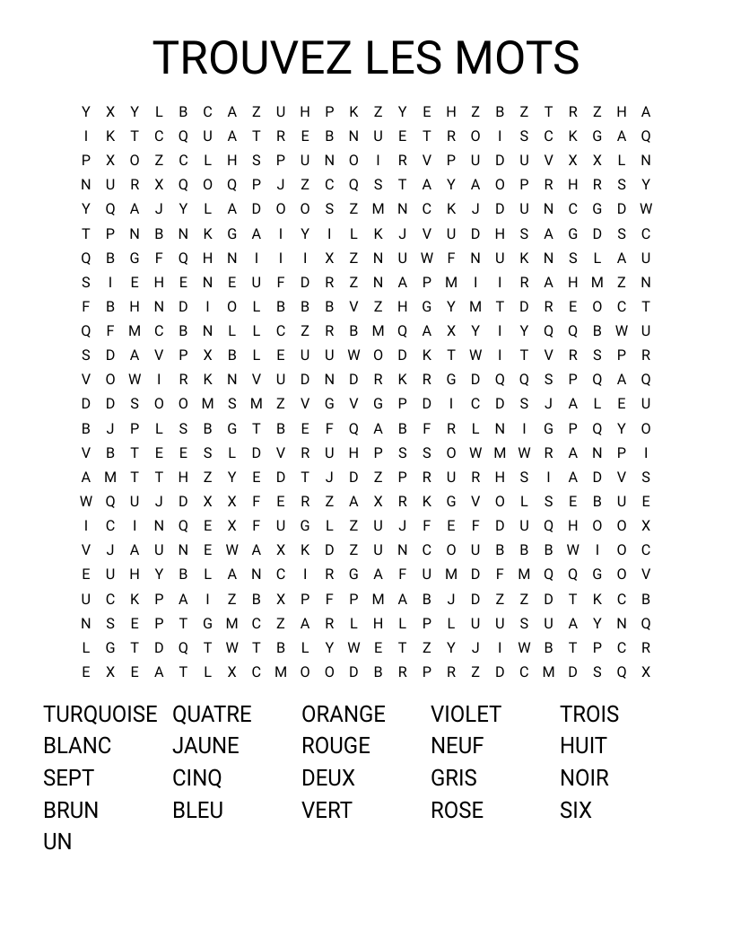 TROUVEZ LES MOTS Word Search