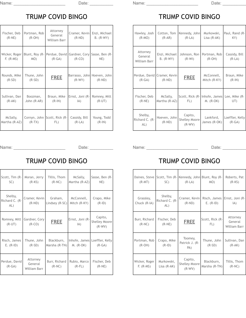 TRUMP COVID BINGO